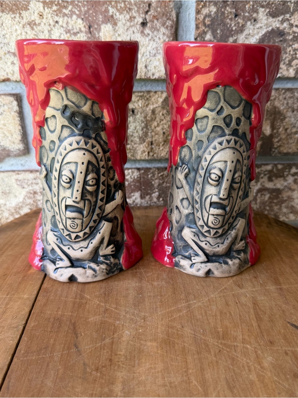 Disney Trader Sam's Grog Grotto Krakatoa Volcano Red Lava Mugs 2 Excellent!